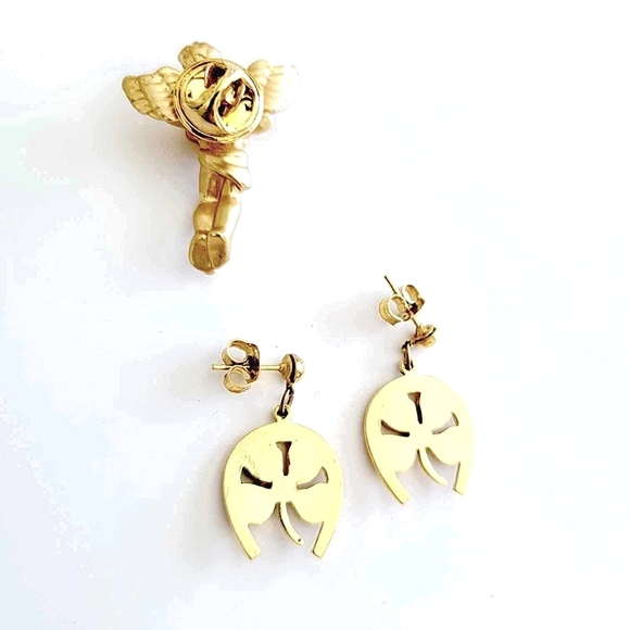 AVON Vintage Irish Shamrock & Angel Brooch Earrings Set - Picture 7 of 9